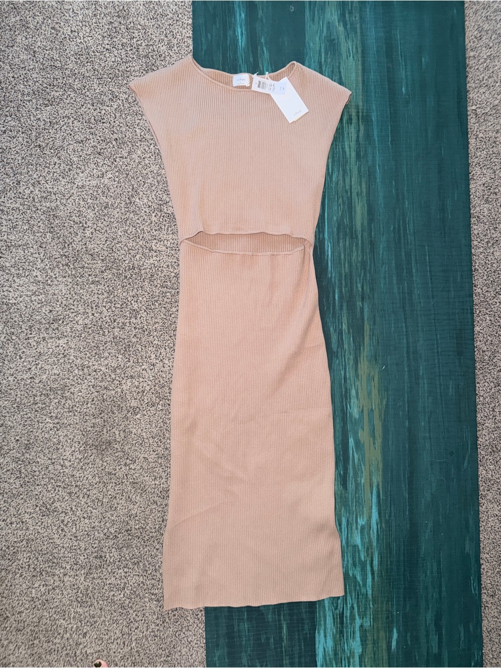Wilfred Beige Sleeveless Midi Dress with Waist Cutout